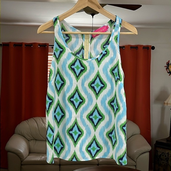 Macbeth Collection by Margaret Josephs Womens Geometric Sleeveless Blouse Size S - Picture 1 of 6